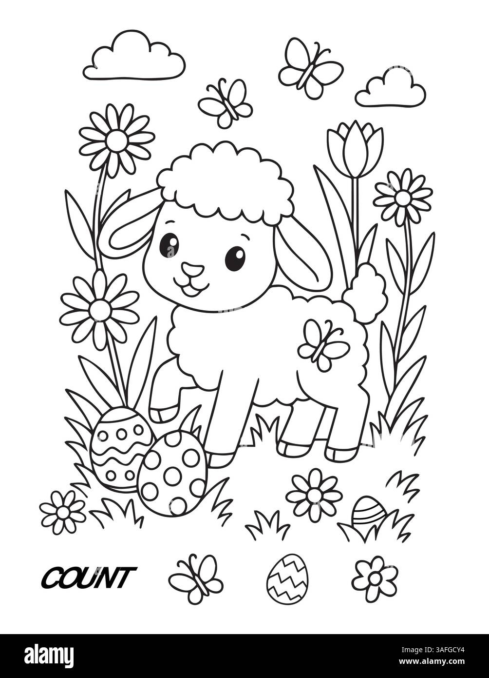 Lamb Coloring Page Printable Cut Out Stock Images Pictures Alamy