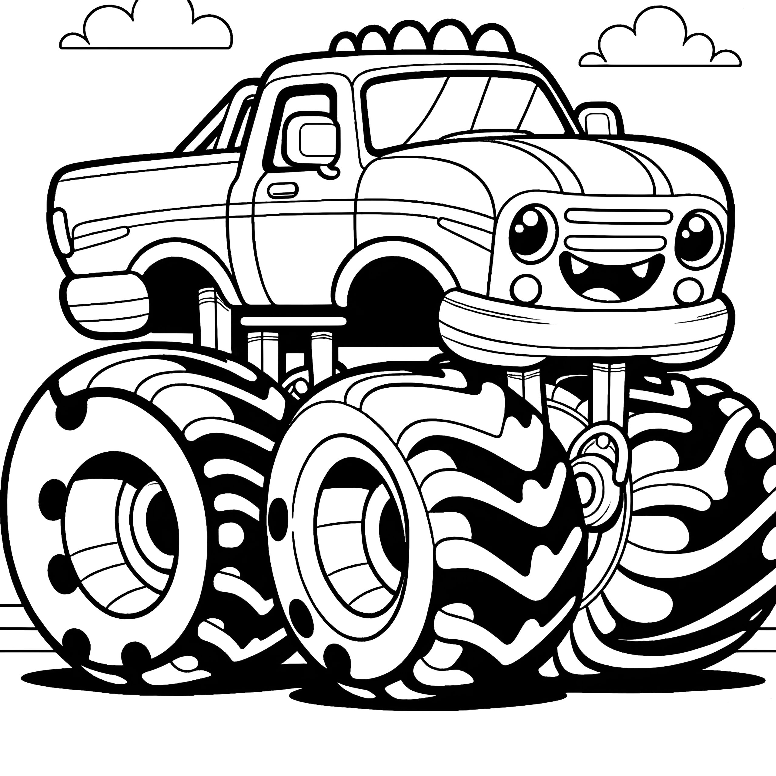 Laughing Monster Truck Free Coloring Picture For Download