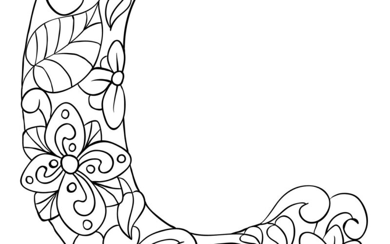 Letter c Coloring Sheet Adult Kids Anxiety Etsy