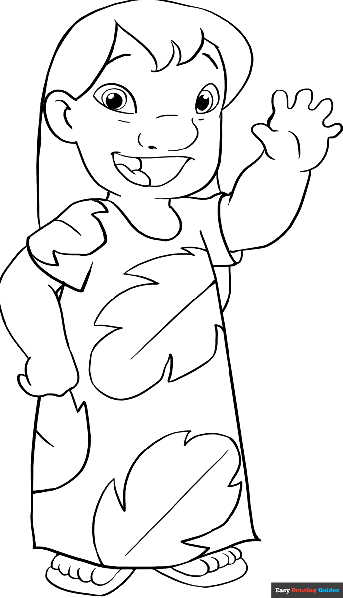 Lilo From Lilo And Stitch Coloring Page Easy Drawing Guides
