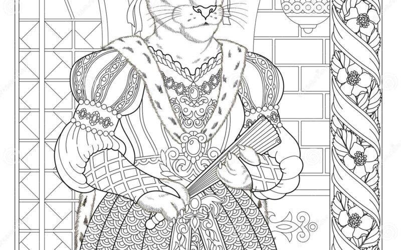 Lioness Coloring Page Stock Vector Illustration Of Adult 246189791