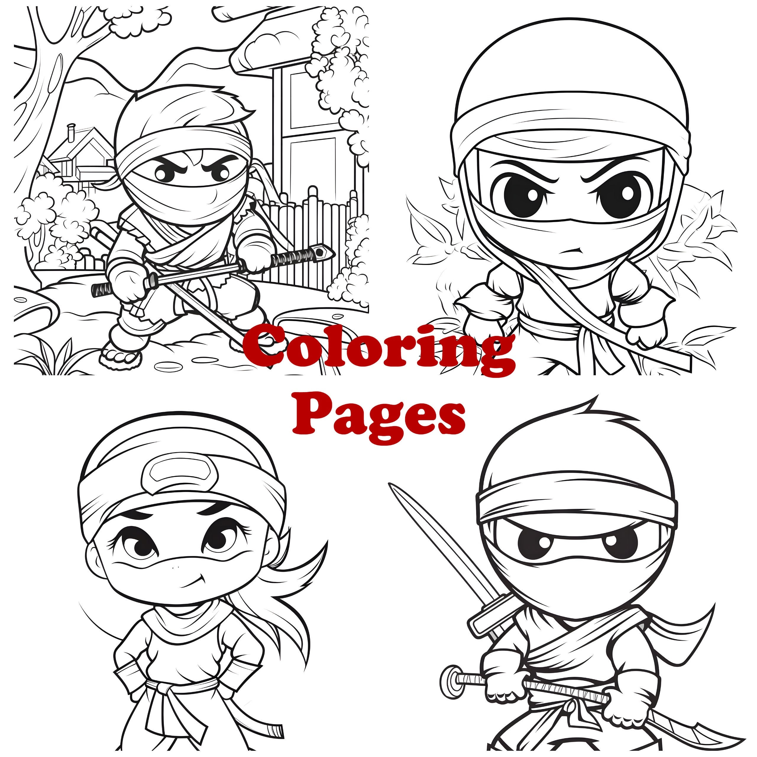 Little Ninja Coloring Pages Cute Ninja Coloring Sheets Ninja Coloring Book Etsy Hong Kong