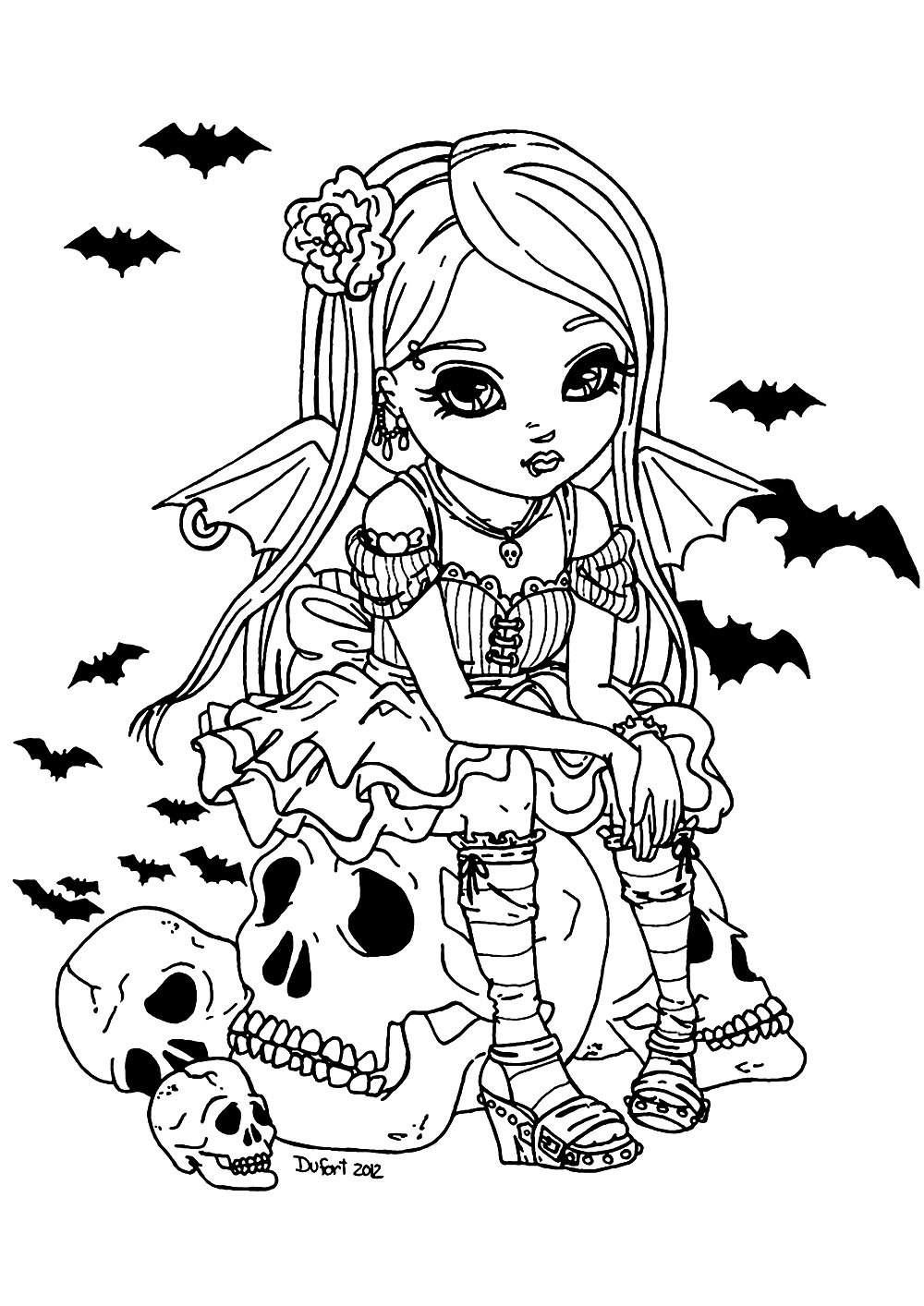 Little Vampire Girl Halloween Coloring Pages For Adults Little Vampire Girl Halloween Coloring Pages For Adults