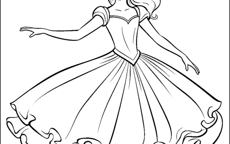 Magnificent Ballerina Dancer In A Large Dress Ballerinas Coloring Pages