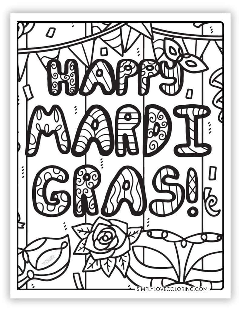 Mardi Gras Coloring Pages Free PDF Printables Simply Love Coloring