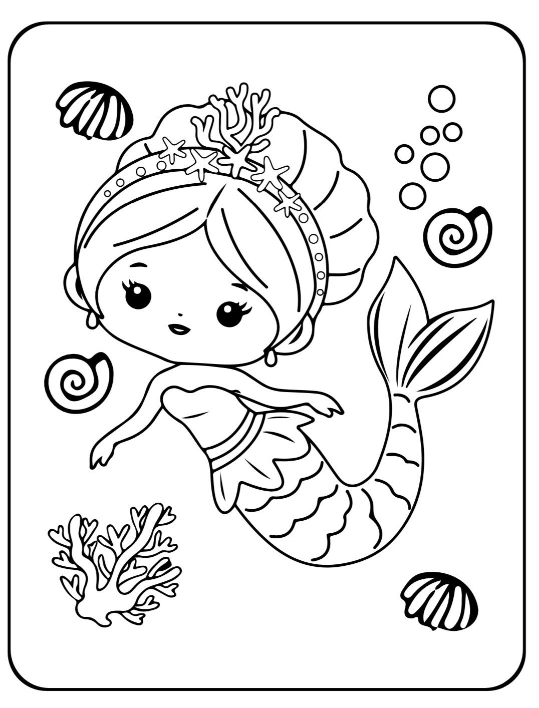 mermaid color pages