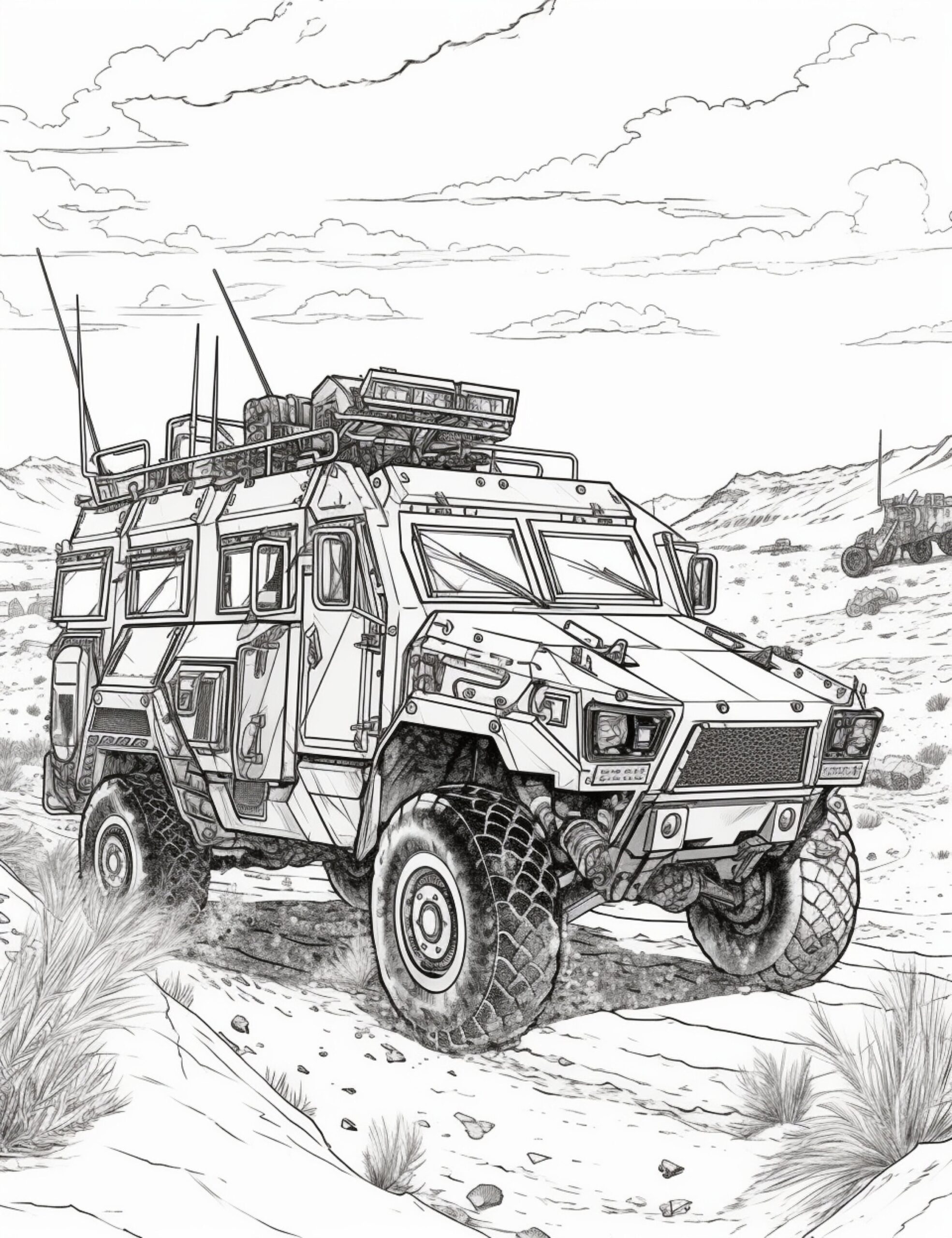 Military Vehicles Coloring Book Combat Tank Designs PDF Pattern Etsy