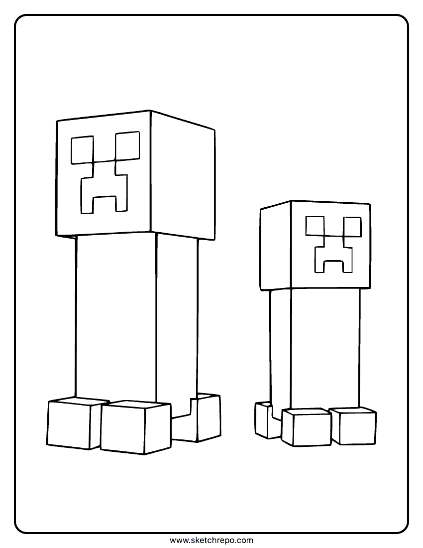 Minecraft Creeper Coloring Page Sketch Repo