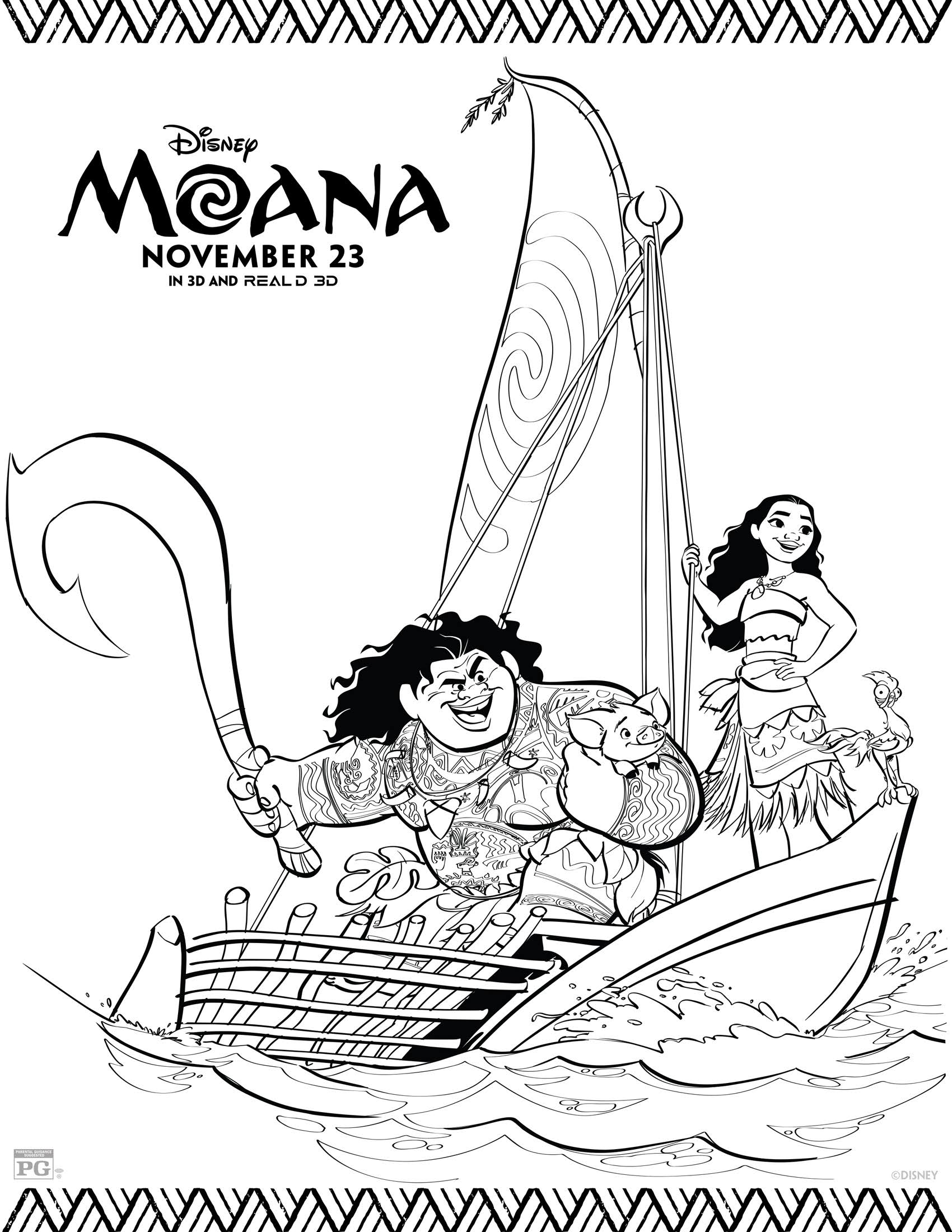 Moana Coloring Pages And Activity Sheets For Kids 