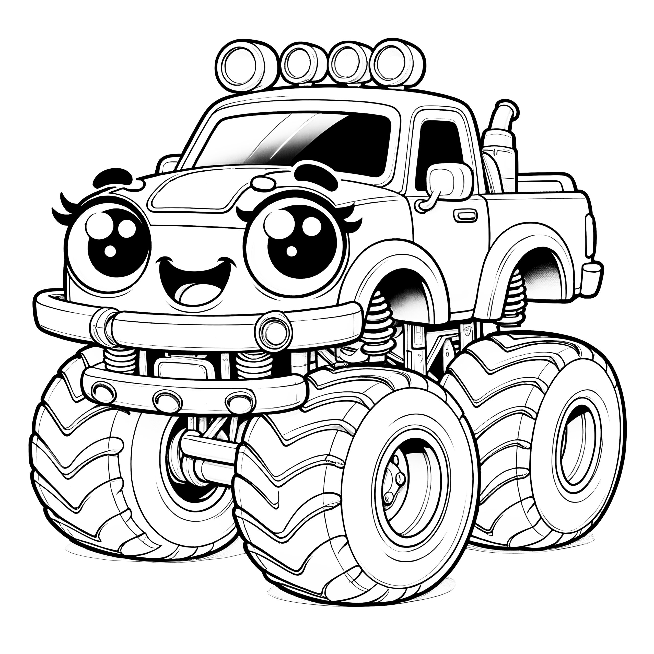 Monster Truck Girl Cute Coloring Picture For Free