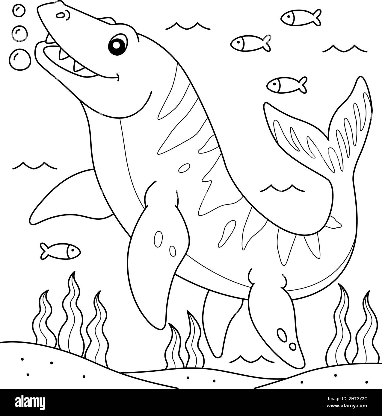 Mosasaurus Coloring Page For Kids Stock Vector Image Art Alamy