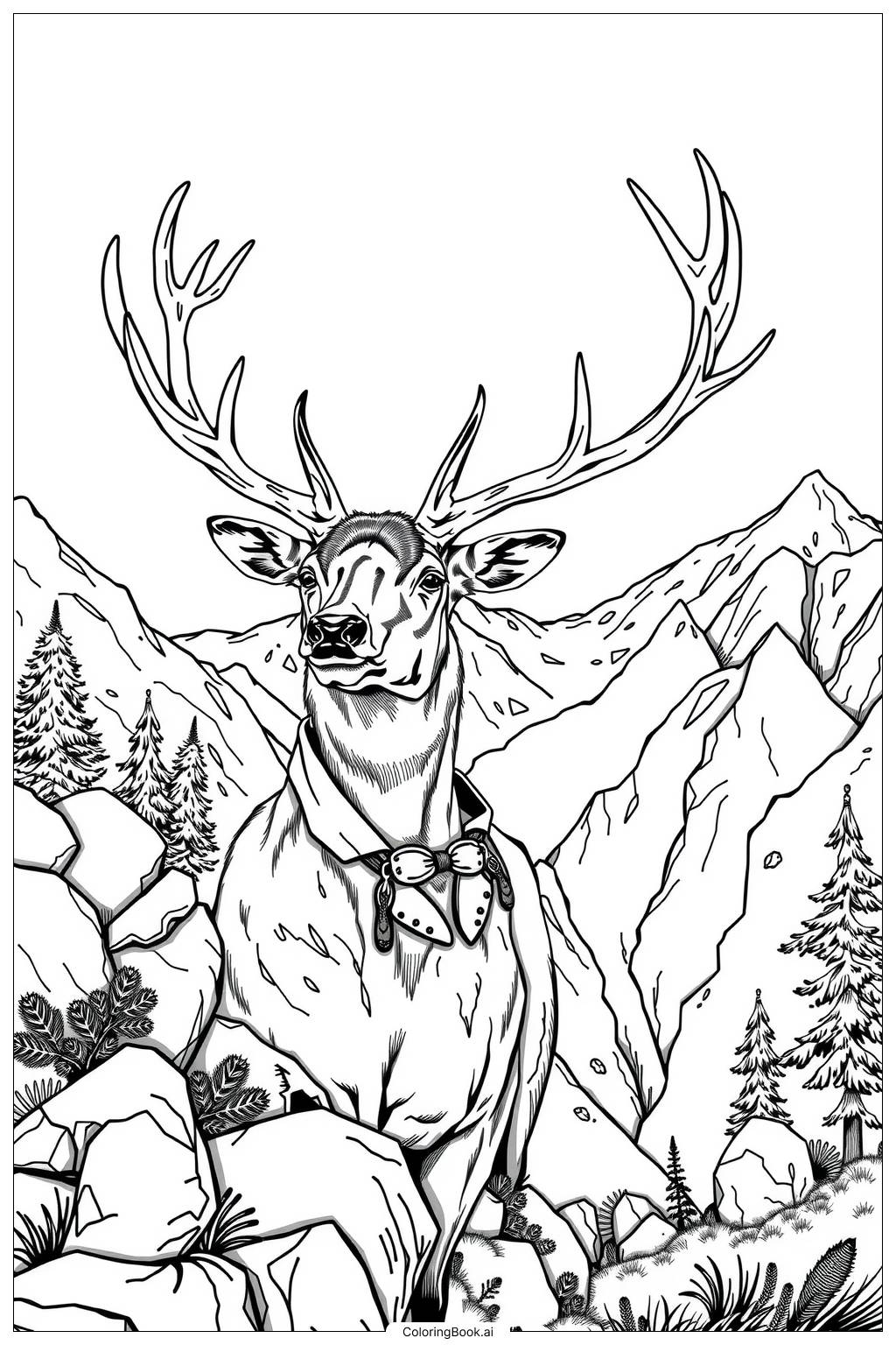 Mule Deer Hunting Coloring Page Free PDF PNG Printable 