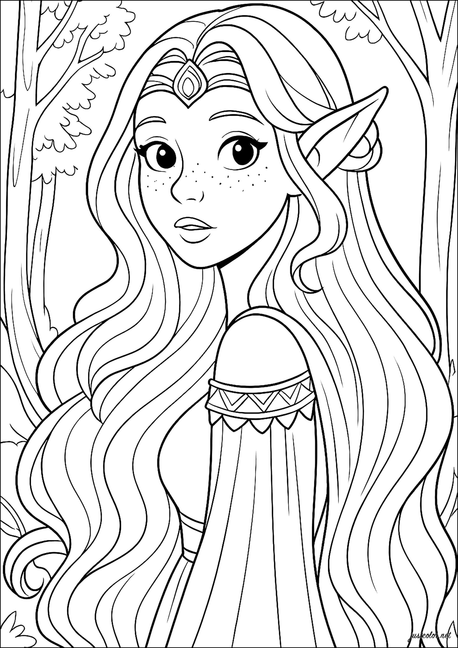 Mysterious Elf In The Enchanted Forest Elf Coloring Pages