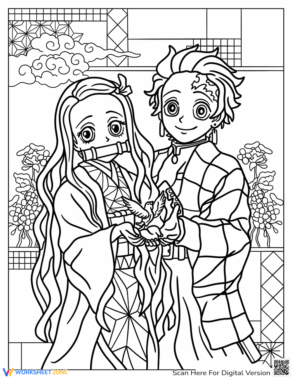 nezuko coloring pages