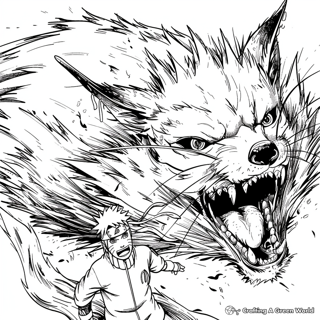 Nine Tailed Fox Naruto Coloring Pages Free Printable 