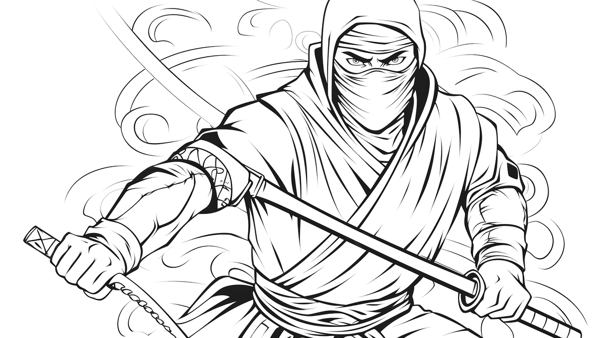 Ninja Coloring Page With A Sword Ninja Coloring Pictures Ninja Design Background Image And Wallpaper For Free Download