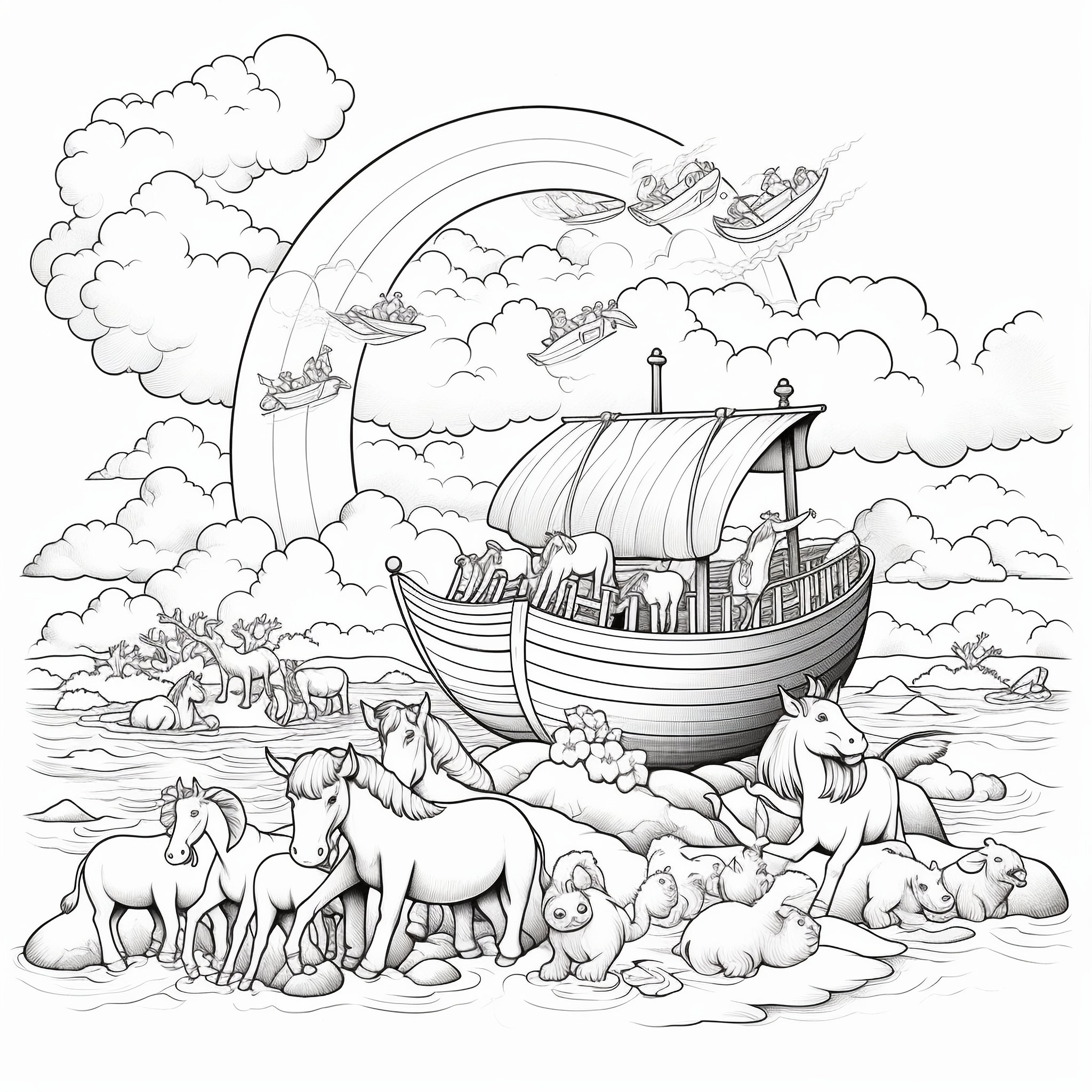 Noah s Ark Coloring Pages For Kids Etsy Noah s Ark Coloring Pages For Kids Etsy