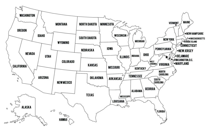 Outline Coloring Pages USA Map United States Of America Instant Download File Geography Sales Map For Shops JPEG Vector EPS Etsy Sweden