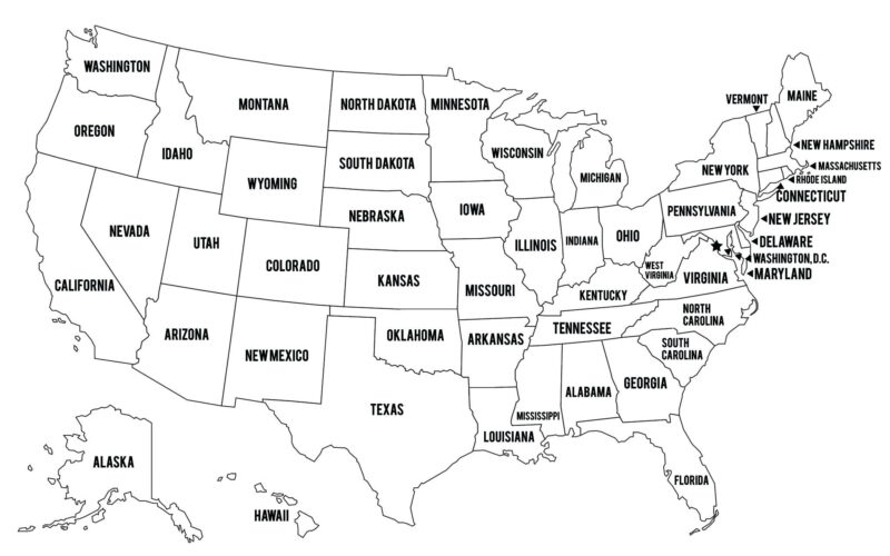 Outline Coloring Pages USA Map United States Of America Instant Download File Geography Sales Map For Shops JPEG Vector EPS Etsy Sweden