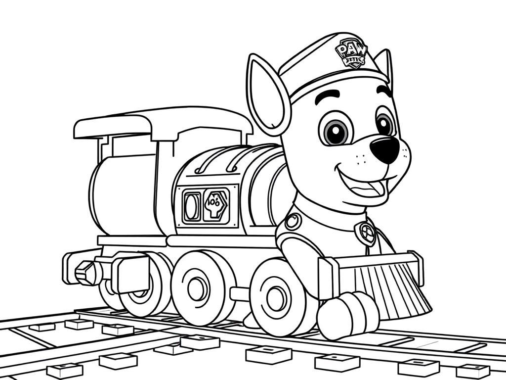 Paw Patrol Chase Train Coloring Page Free Printable Coloring Page