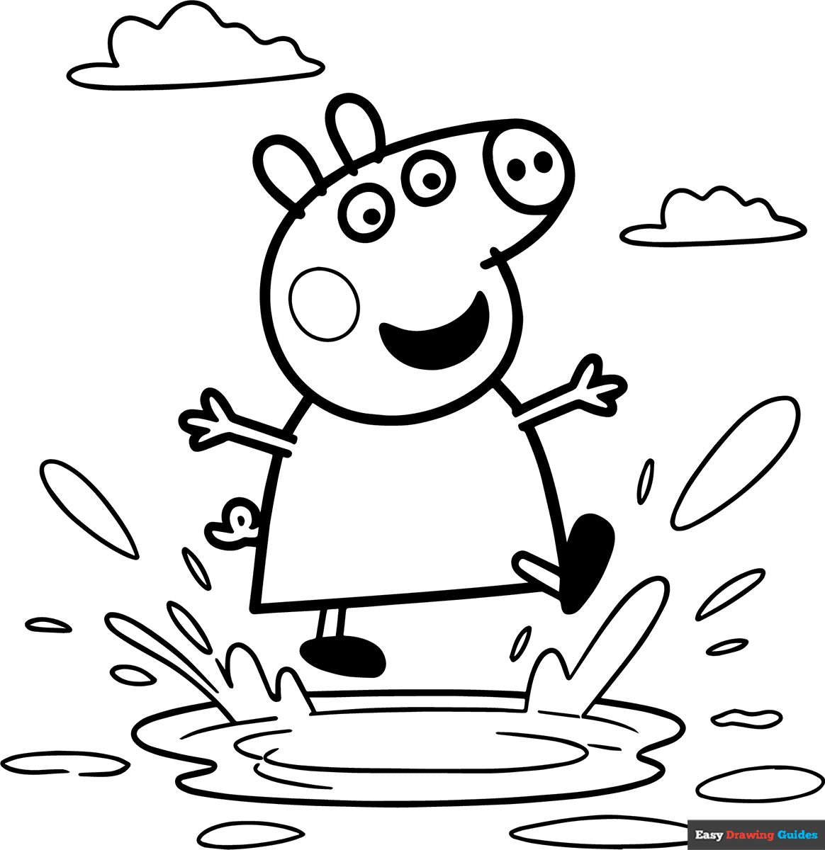Peppa Pig Jumping In A Puddle Coloring Page Easy Drawing Guides Peppa Pig Jumping In A Puddle Coloring Page Easy Drawing Guides
