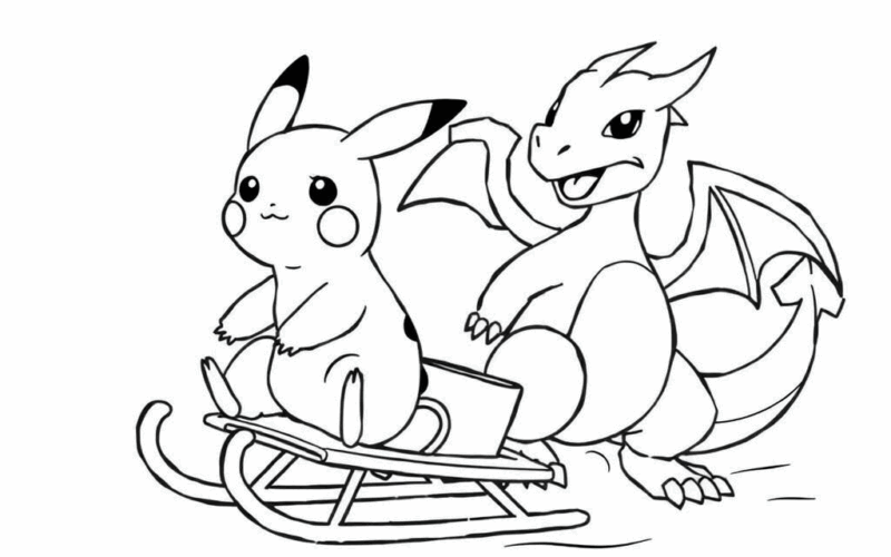 Pikachu And Charizard Coloring Page Free Printable Coloring Page