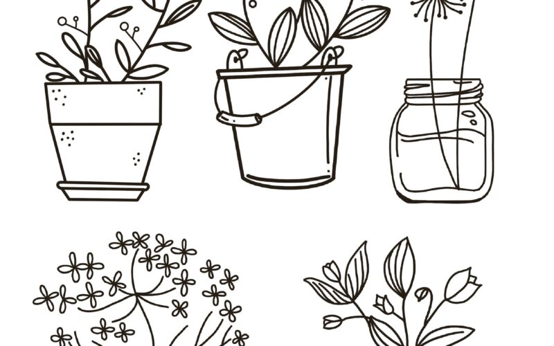 Plant Coloring Pages Relaxing Adult Kids Activity PDF Download Etsy