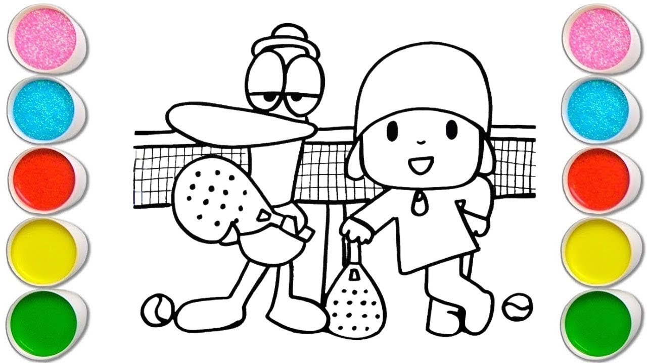 Pocoyo And Pato Playing Padel Drawing Painting Coloring For Kids And Toddlers Child Art YouTube
