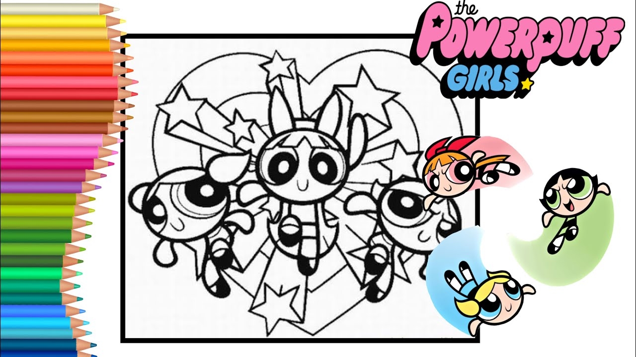 Power Puff Girls Coloring Pages Blossoms Bubbles And Buttercup Coloring YouTube