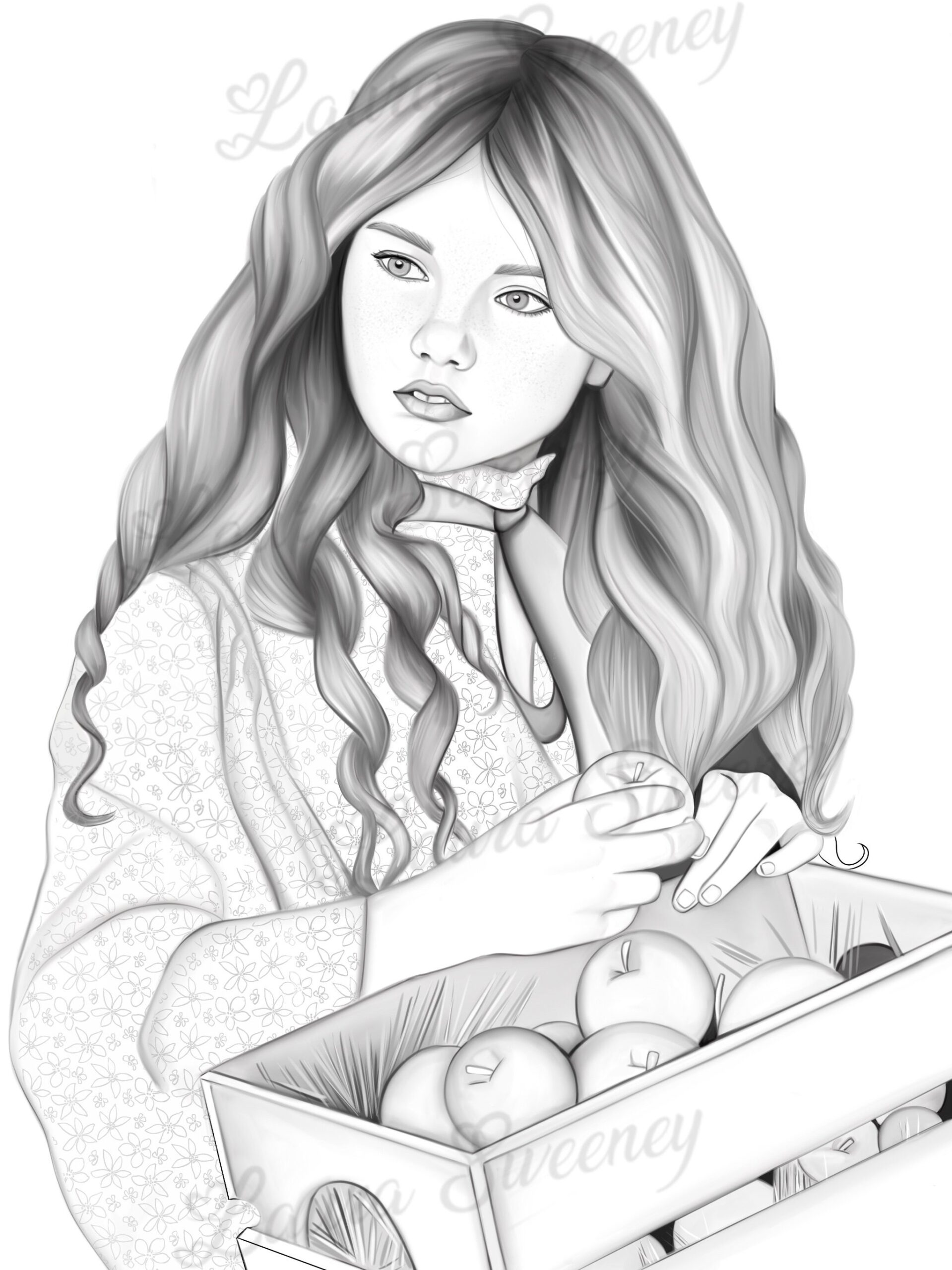 Pretty Girl Coloring Pages Fancy Adult Coloring Page Printable Grayscale Coloring Instant Download Etsy