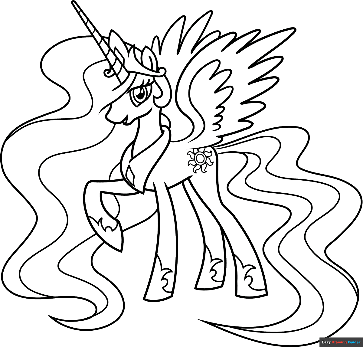 Princess Celestia From My Little Pony Coloring Page Easy Drawing Guides Princess Celestia From My Little Pony Coloring Page Easy Drawing Guides