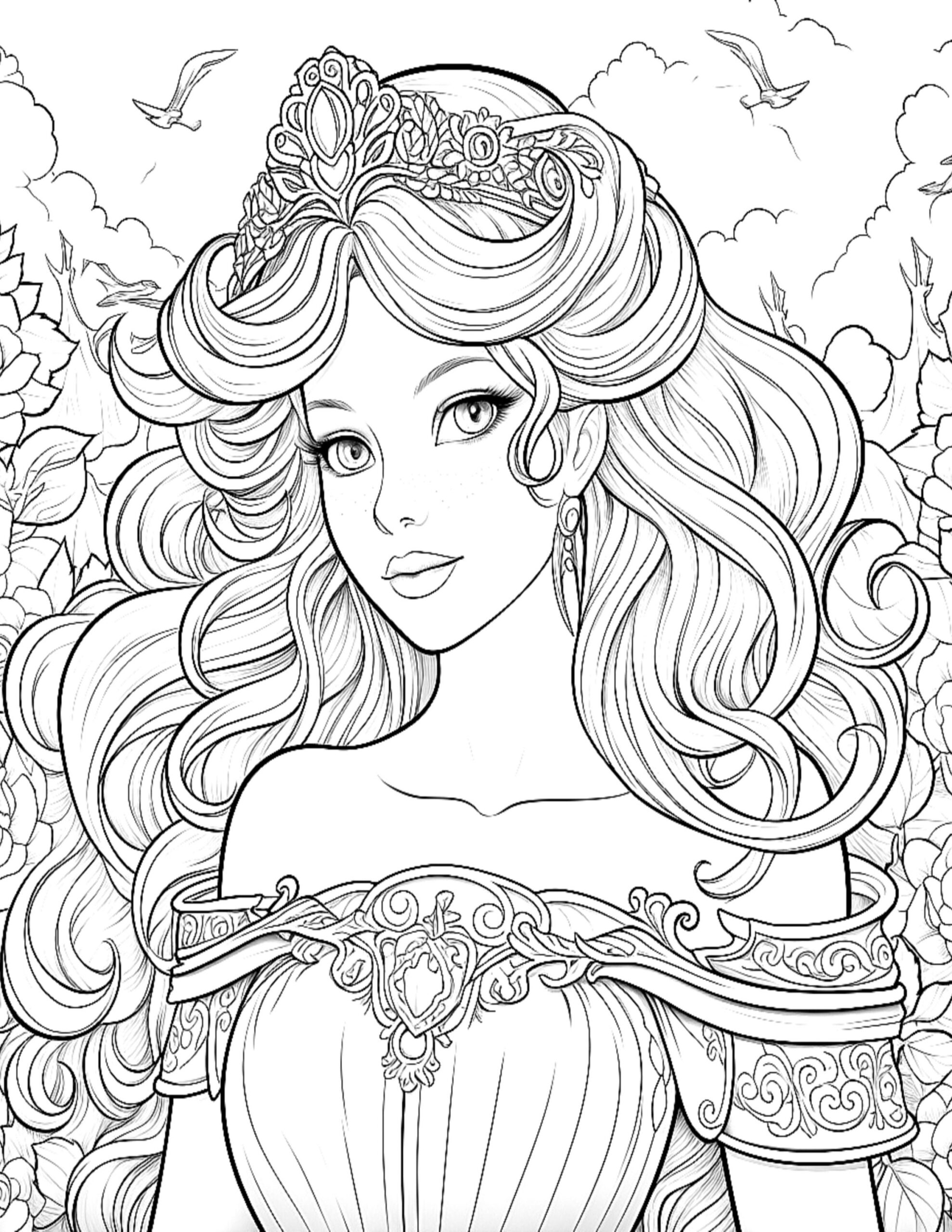Princess Coloring Pages Original Art For Kids digital Download Etsy