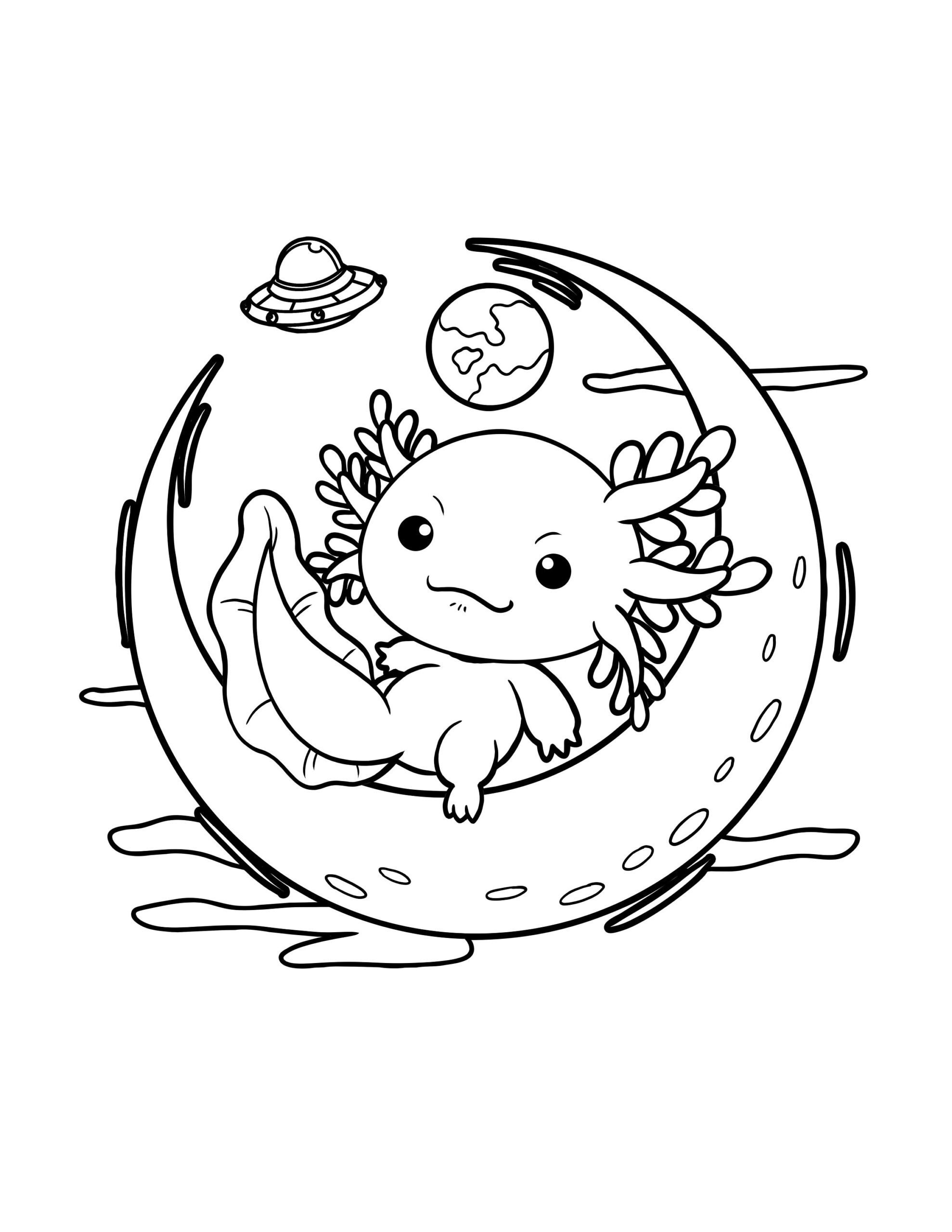 Printable Cute Axolotl Coloring Page Digital Download Axolotls Kawaii Kids PDF Etsy