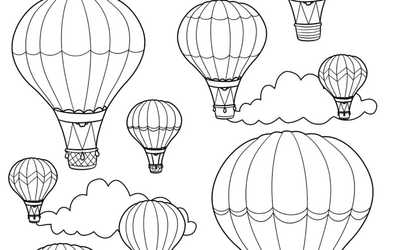 Printable Hot Air Balloon Coloring Page Digital Download Festival Of Balloons Etsy