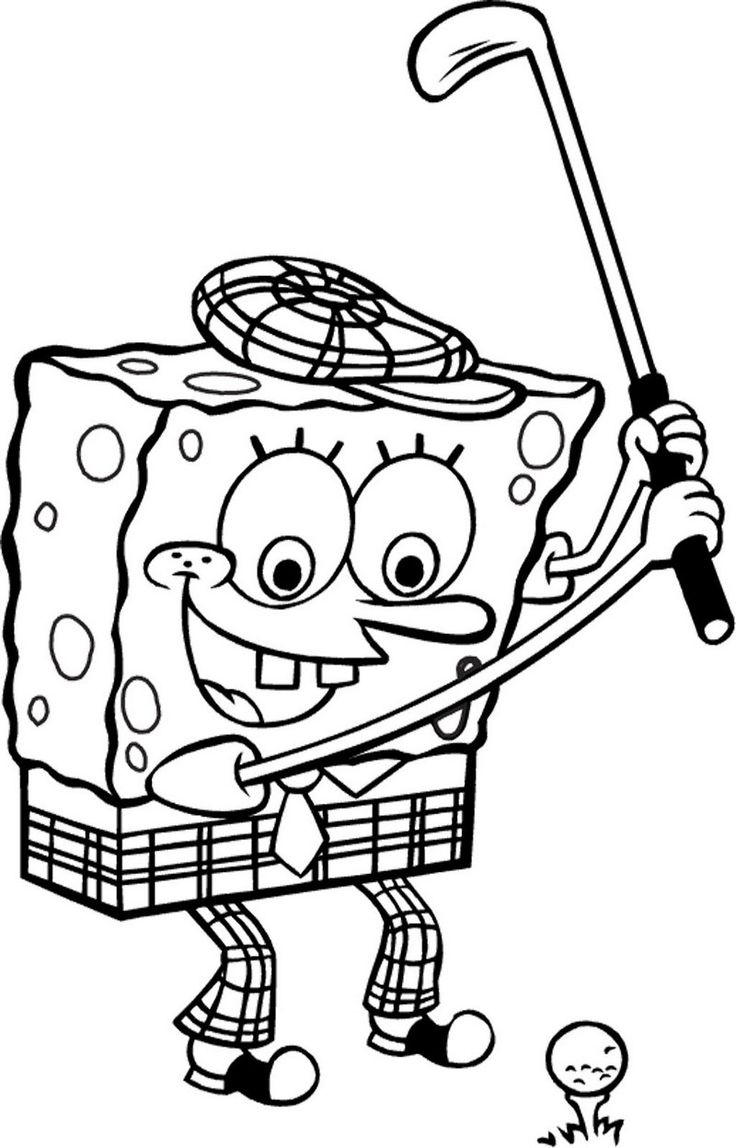 Printable Spongebob Themed Golf Coloring Pages