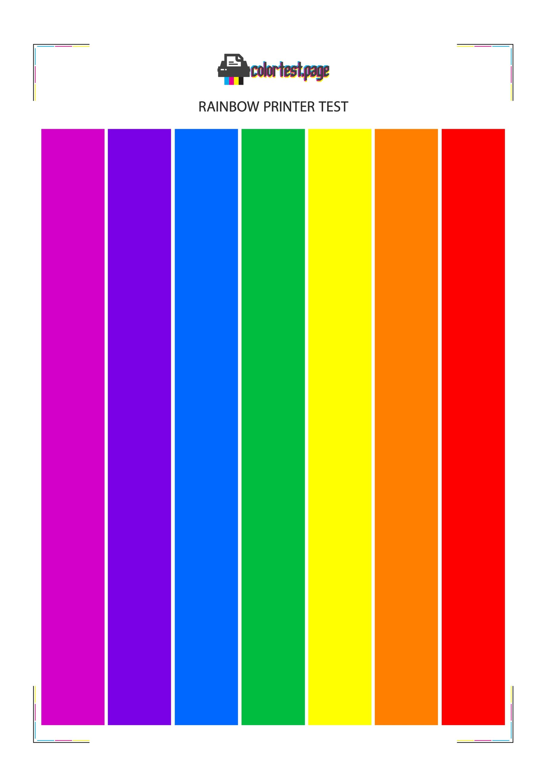 Rainbow Printer Test Color Test Page