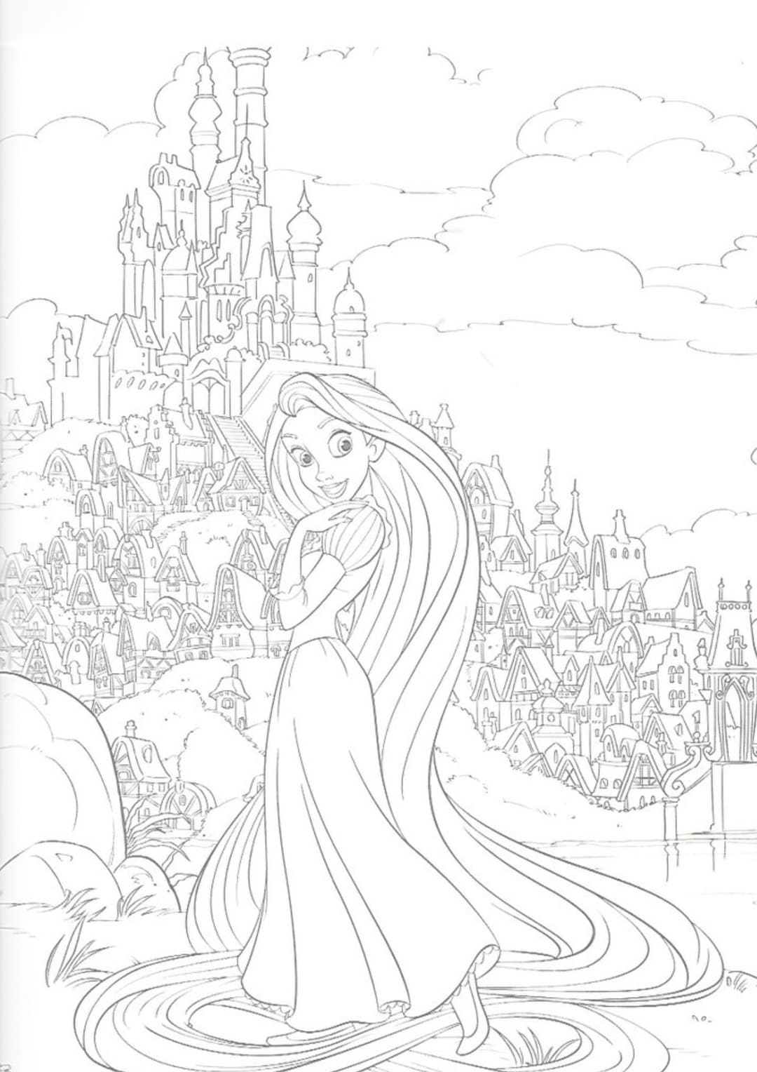Rapunzel Coloring Book Etsy Rapunzel Coloring Book Etsy
