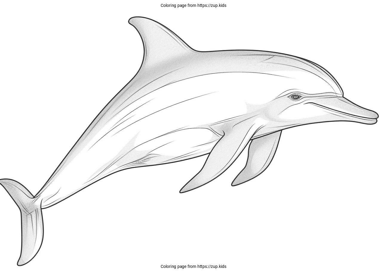 Realistic Dolphin Coloring Page From Zup kids