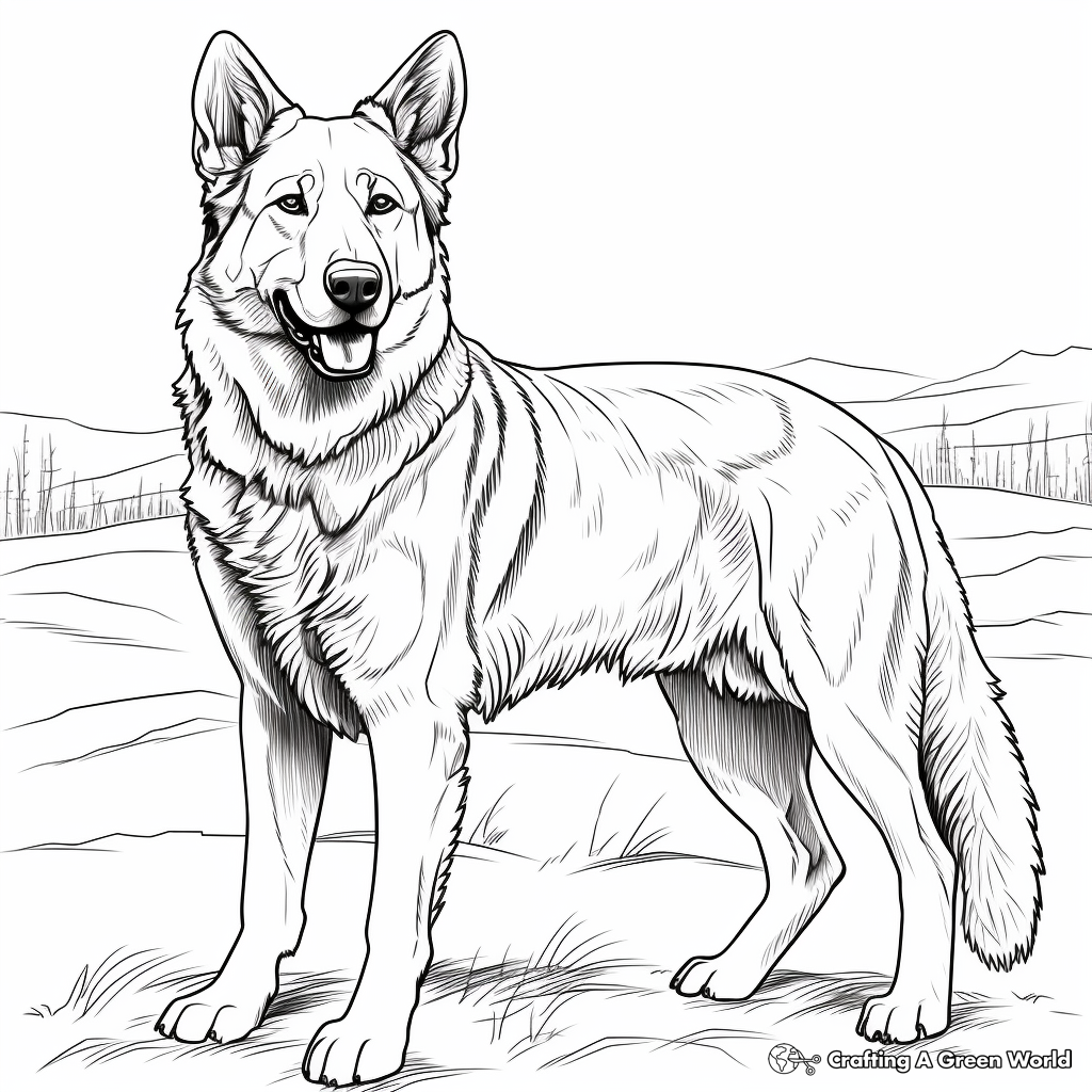 Realistic German Shepherd Coloring Pages Free Printable 