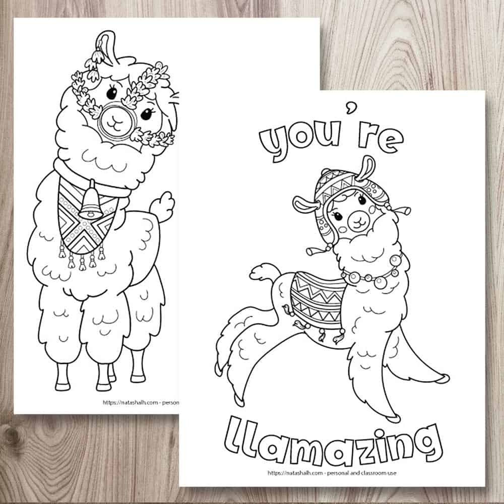 Ridiculously Cute Llama Coloring Pages for Kids Teens The Artisan Life