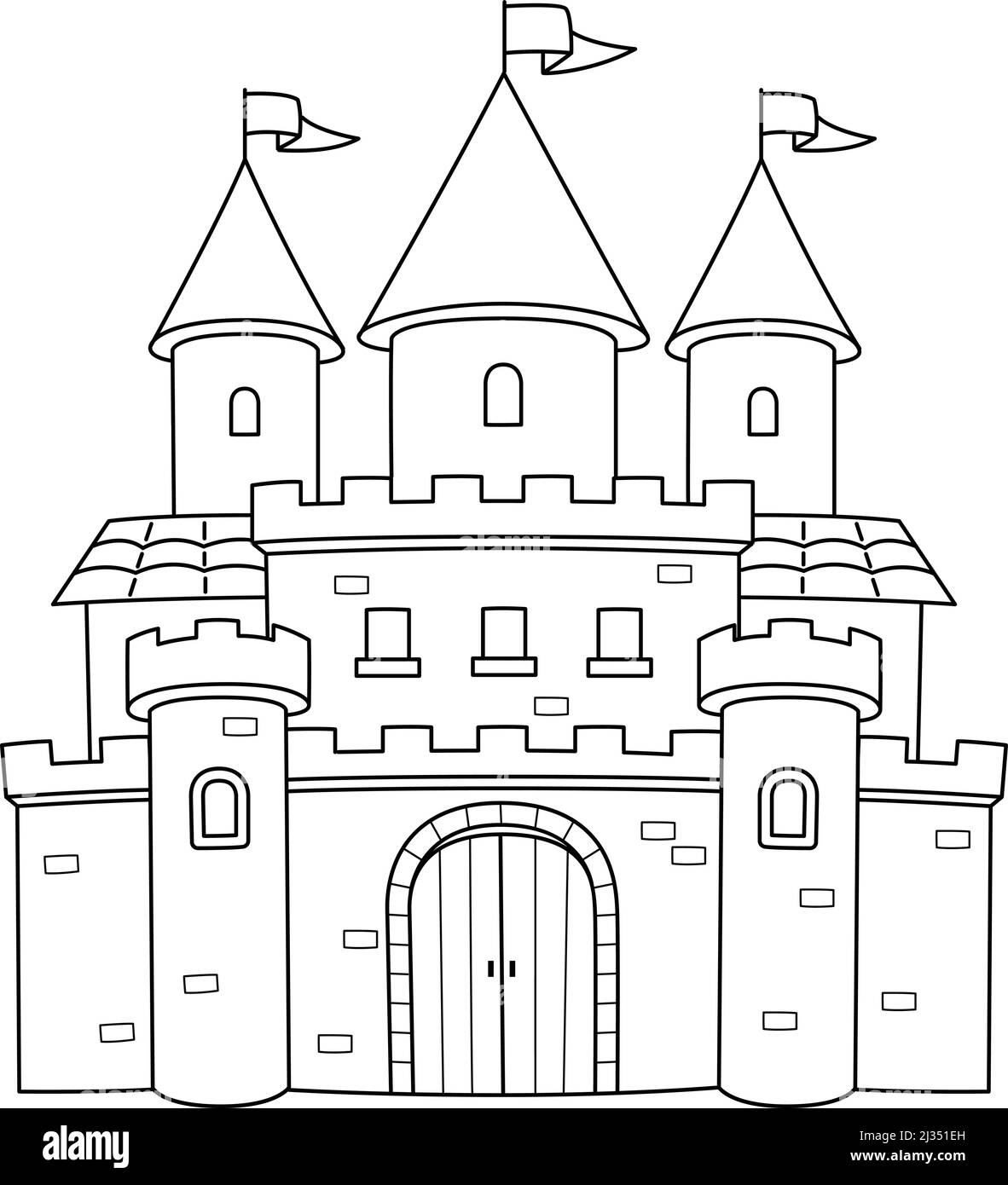 Royal Castle Coloring Page Isolated For Kids Stock Vector Image Art Alamy