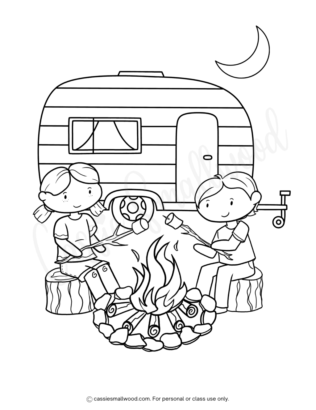RV Camper Coloring Page Cassie Smallwood