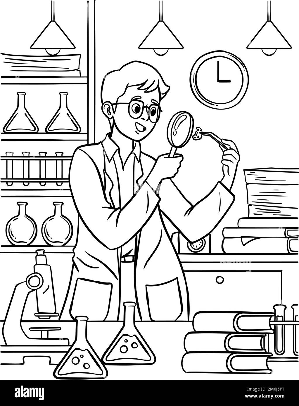 Scientist Coloring Page For Kids Stock Vector Image Art Alamy