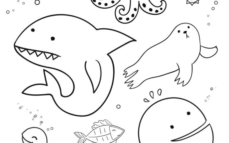 Sea Animal Coloring Page Ocean Life Printable PDF Etsy