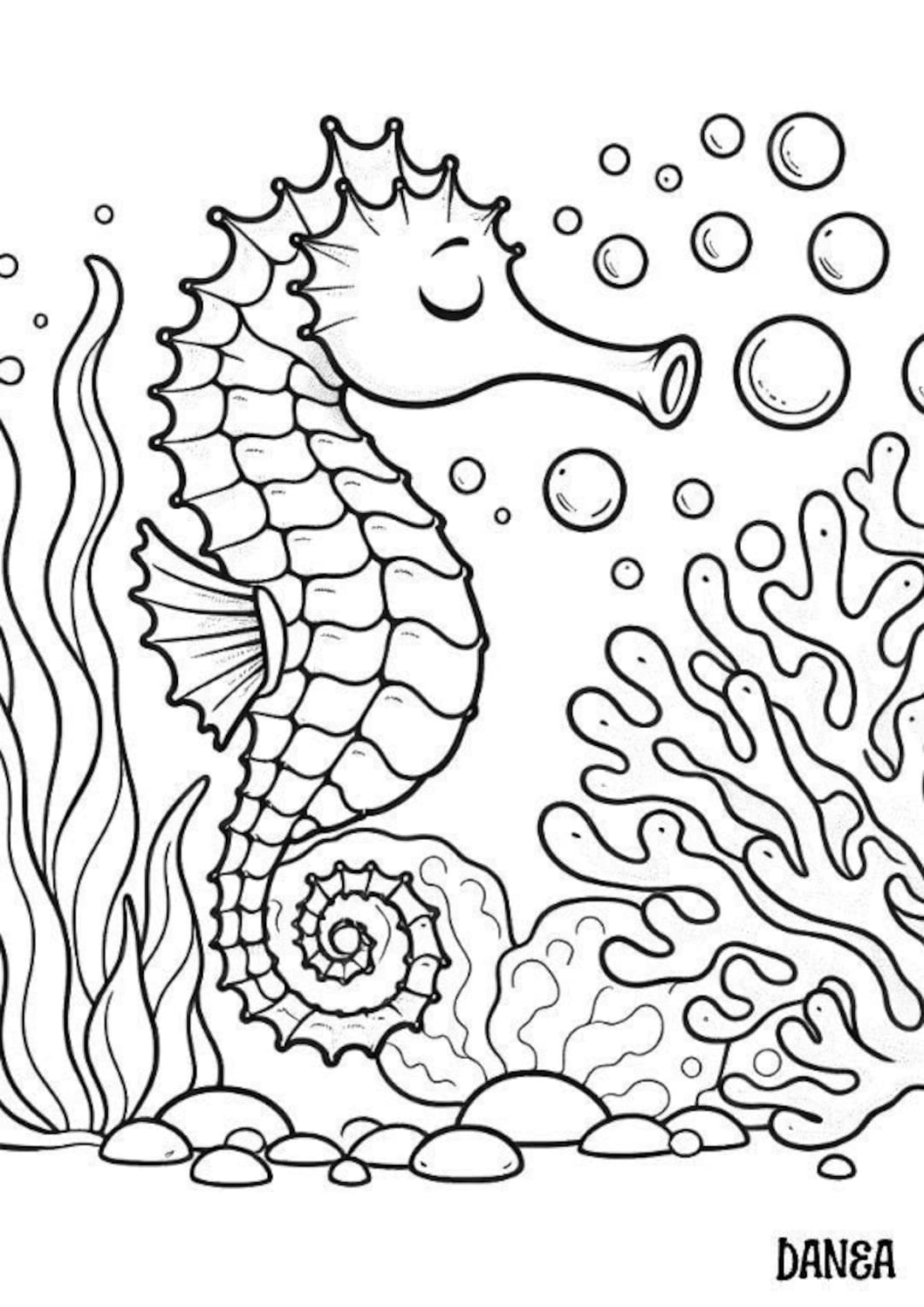 Seahorse Coloring Page Kids Printable Coloring Page Etsy Seahorse Coloring Page Kids Printable Coloring Page Etsy
