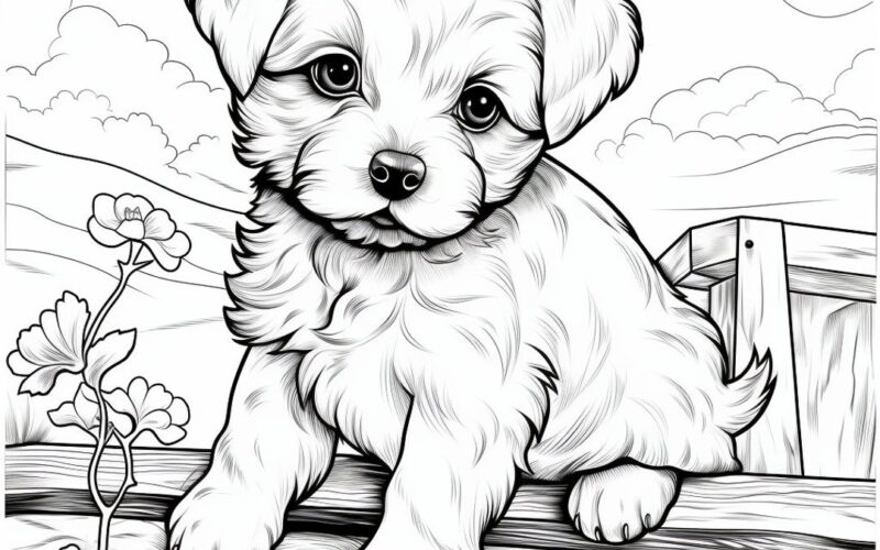 Set Of 12 Cute Puppy Coloring Pages Etsy