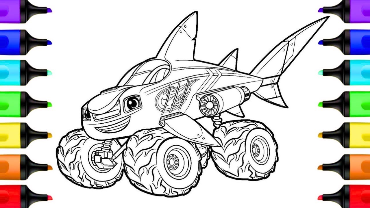 Shark Blaze Blaze And The Monster Machines Coloring Pages Blaze Coloring Book Videos YouTube