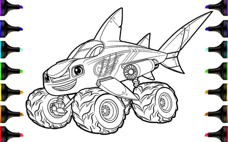 Shark Blaze Blaze And The Monster Machines Coloring Pages Blaze Coloring Book Videos YouTube