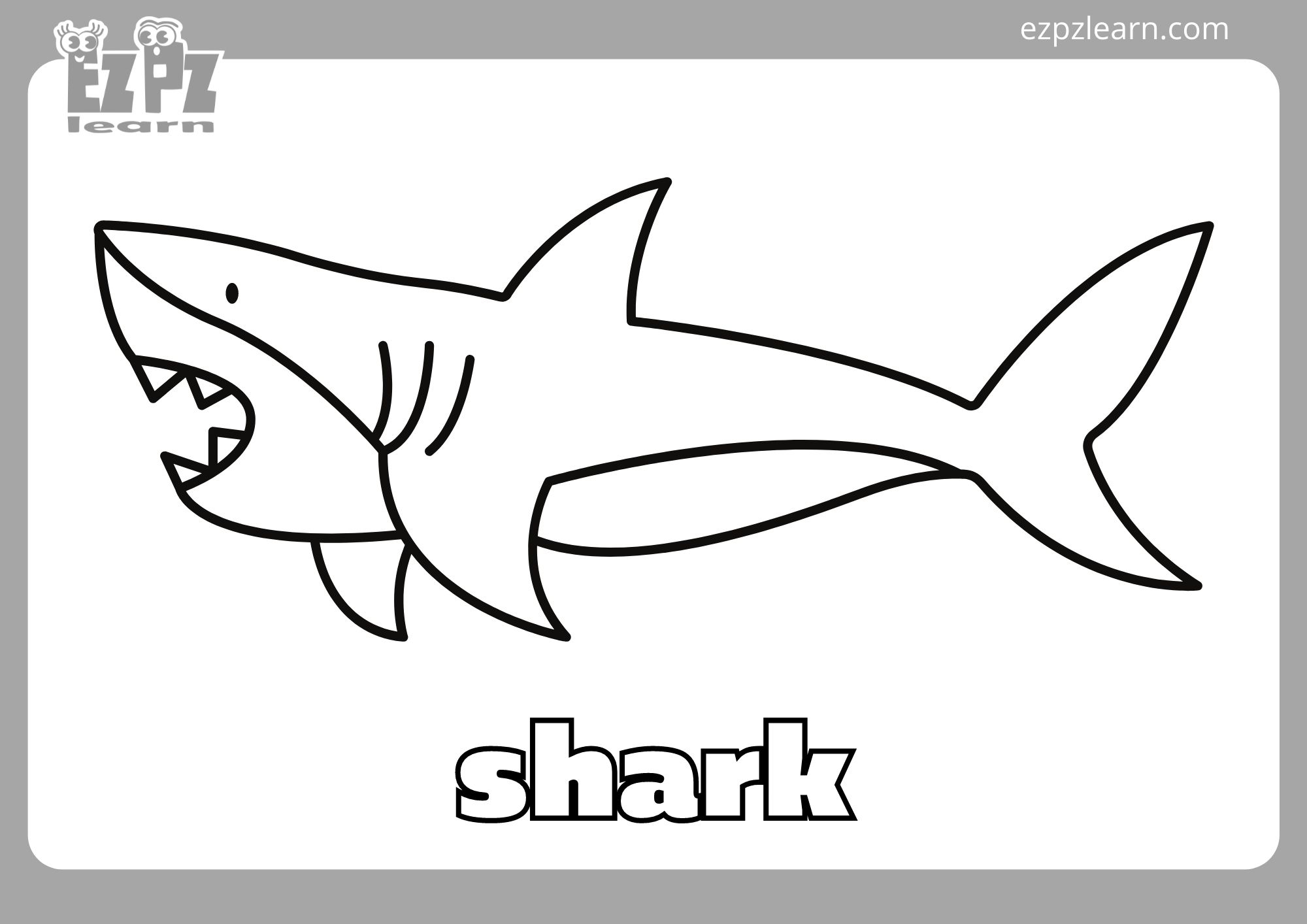 Shark Coloring Page Ezpzlearn