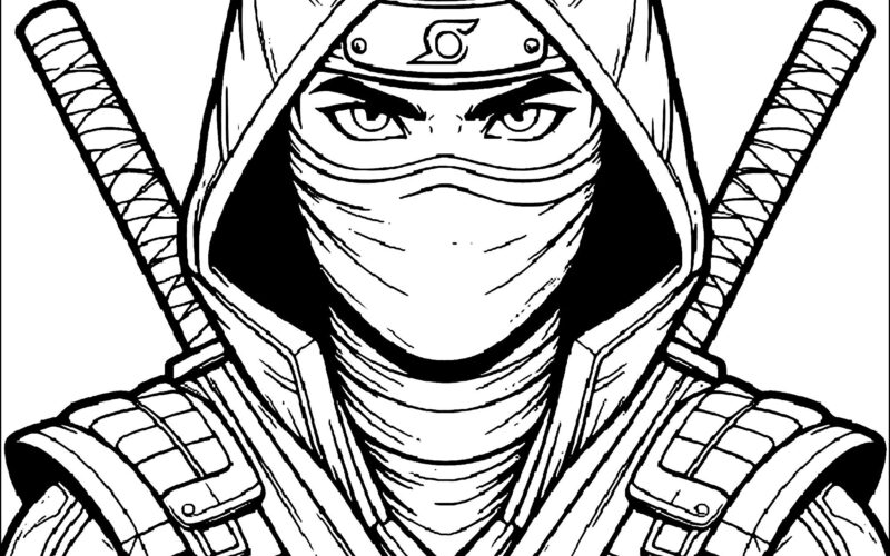 Sharp eyed Ninja With Two Nunchakus Ninja Coloring Pages